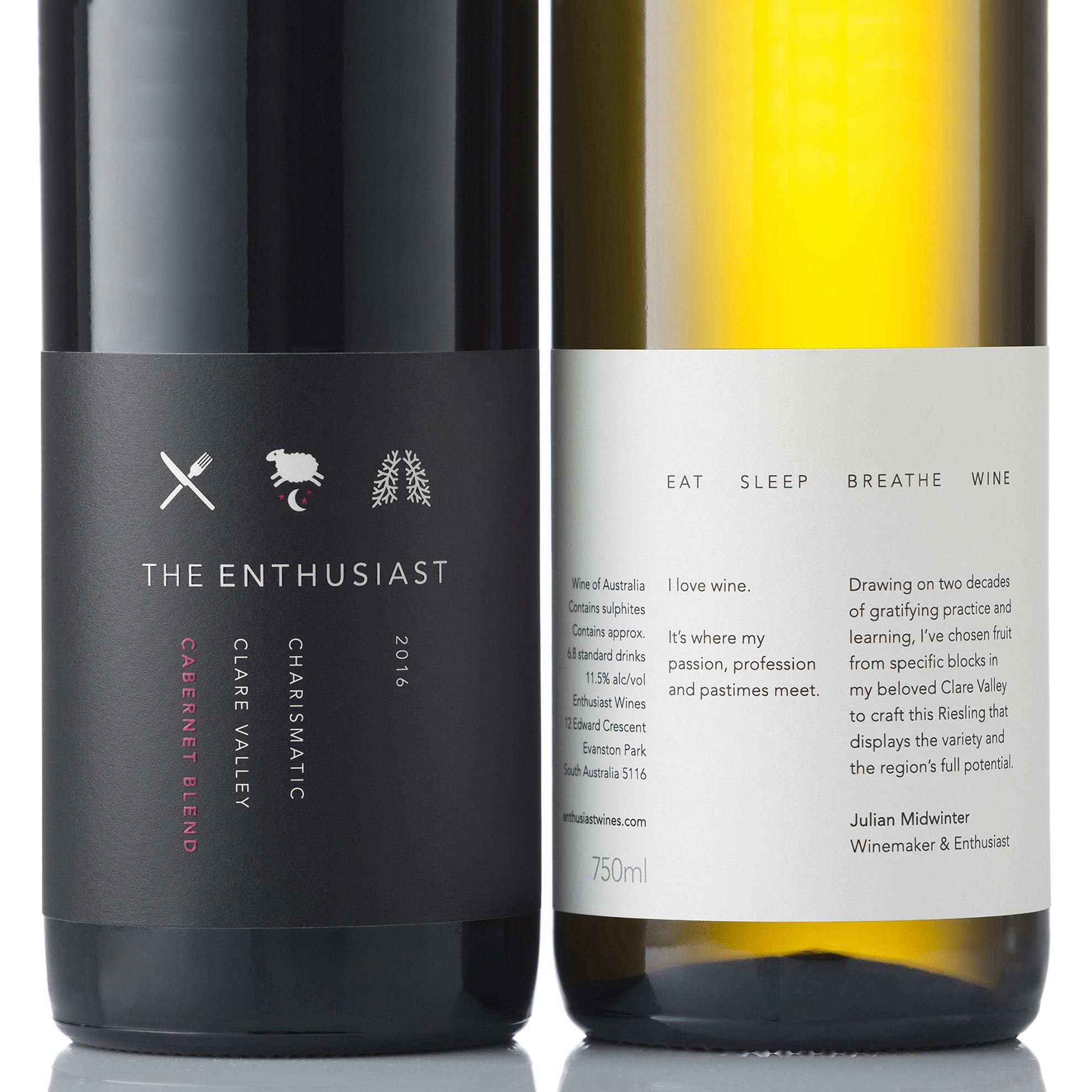 Enthusiast wines showing both front and back labels
